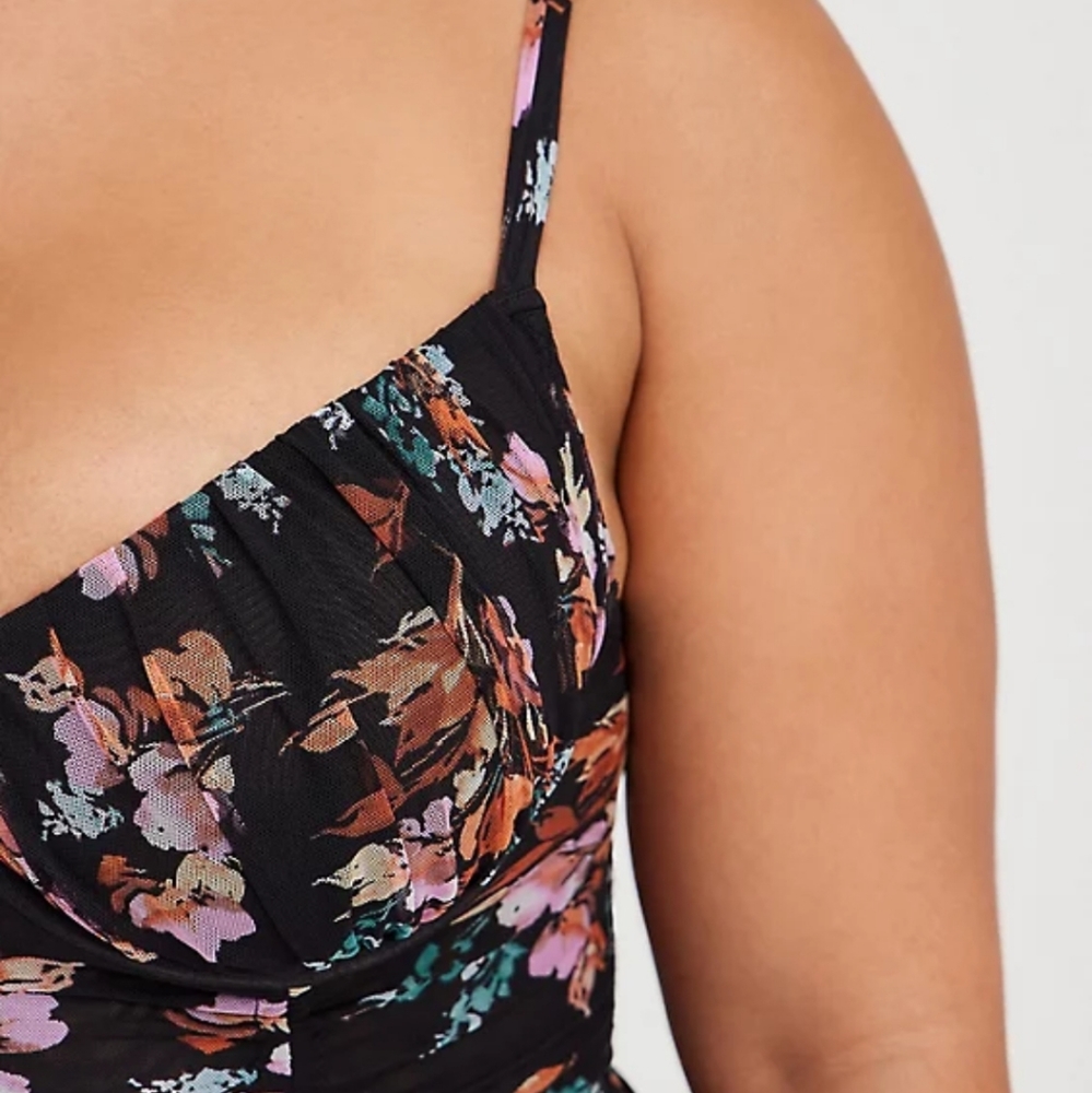 Torrid Floral Mesh Drawstring Chemise - Picture 5 of 8